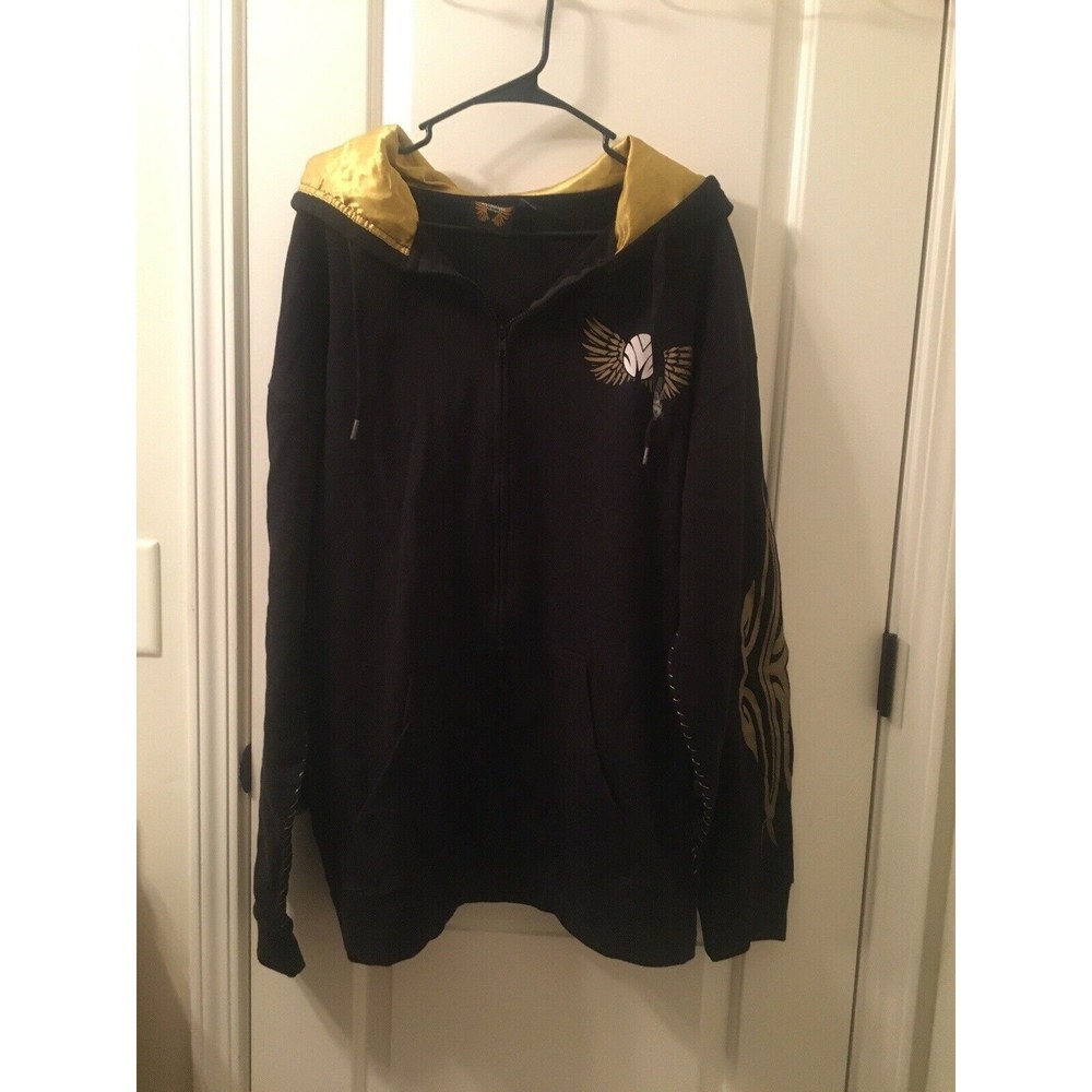 Evolution In Design Men's Print Zip Up Hoodie Size XL Black Gold